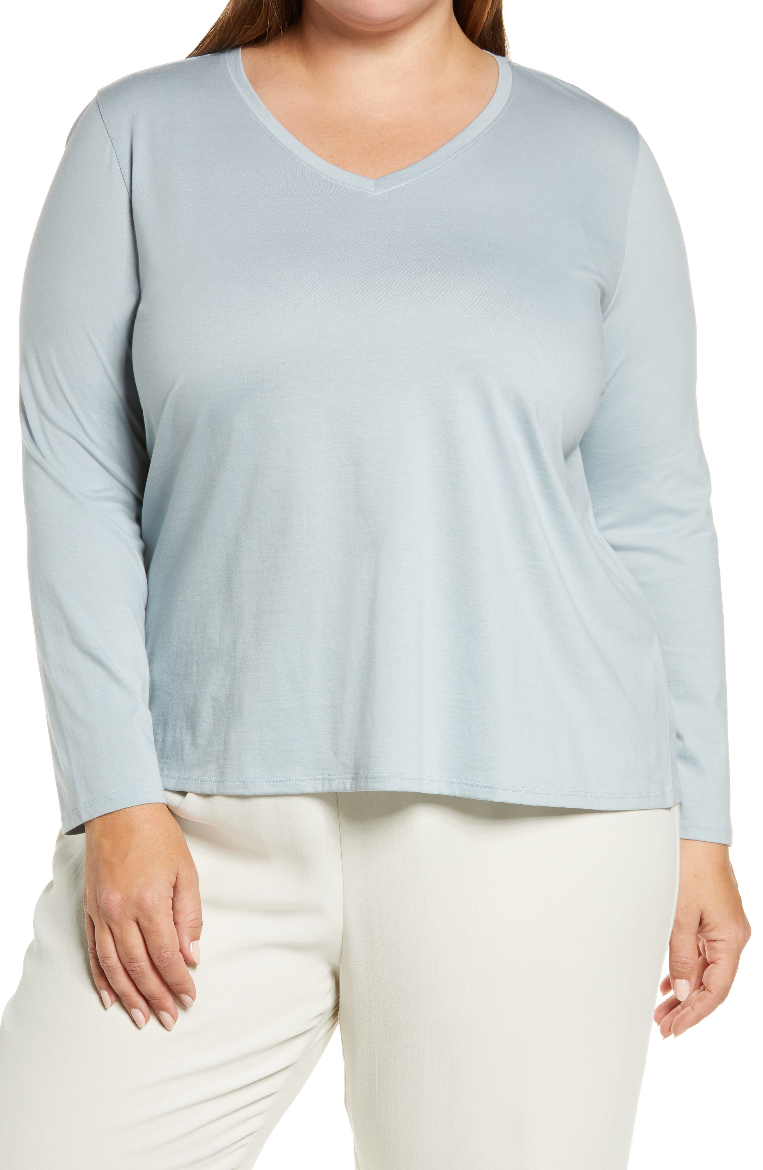 Eileen Fisher Cropped High-Low Sweater Long Sleeve Black PL 
